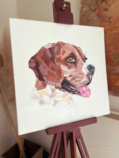 Commissioned Pet Portrait - Acrylic on Canvas, Framed Original Painting