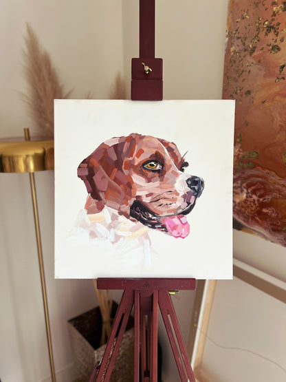 Commissioned Pet Portrait - Acrylic on Canvas, Framed Original Painting