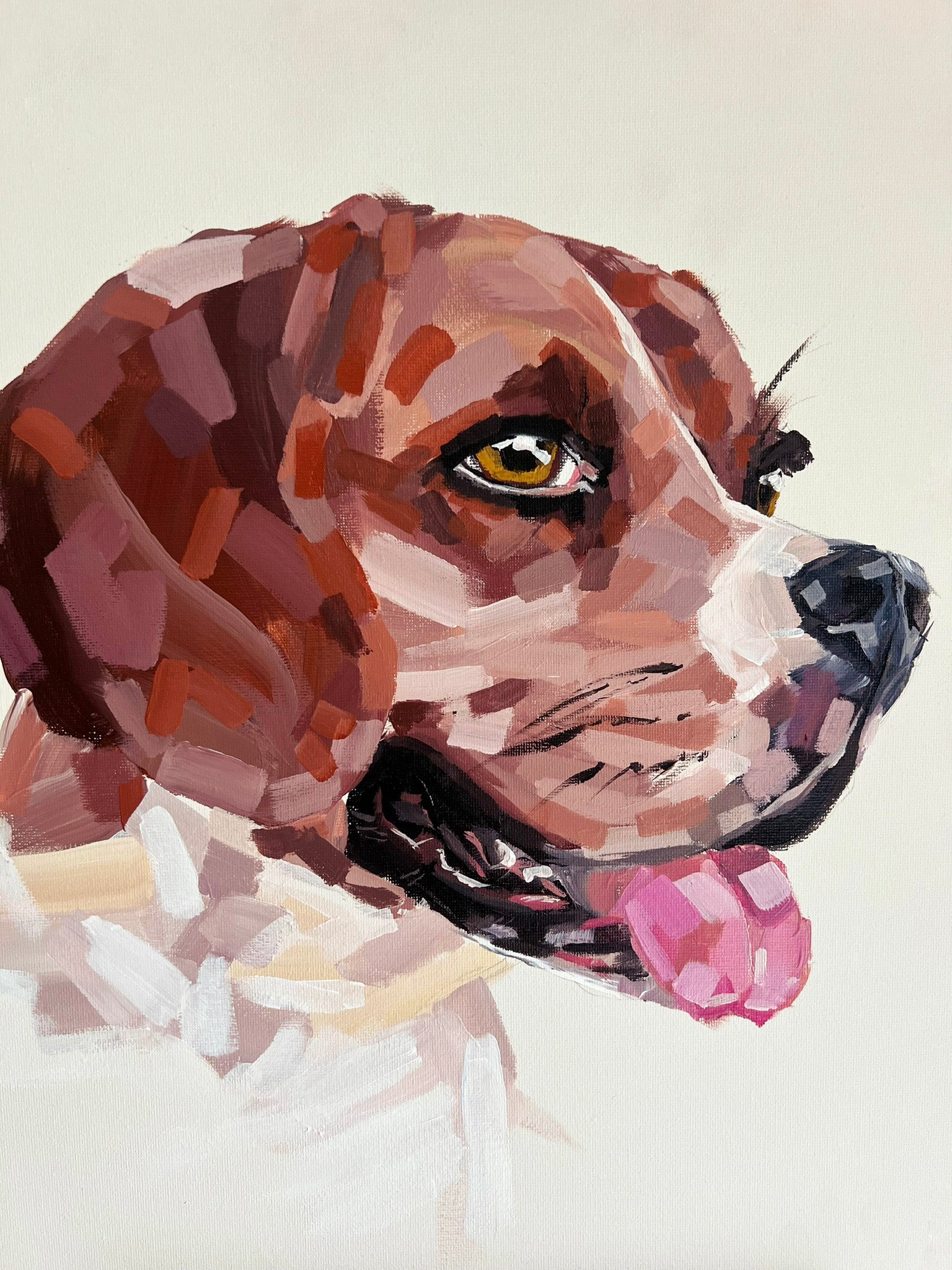 Commissioned Pet Portrait - Acrylic on Canvas, Framed Original Painting