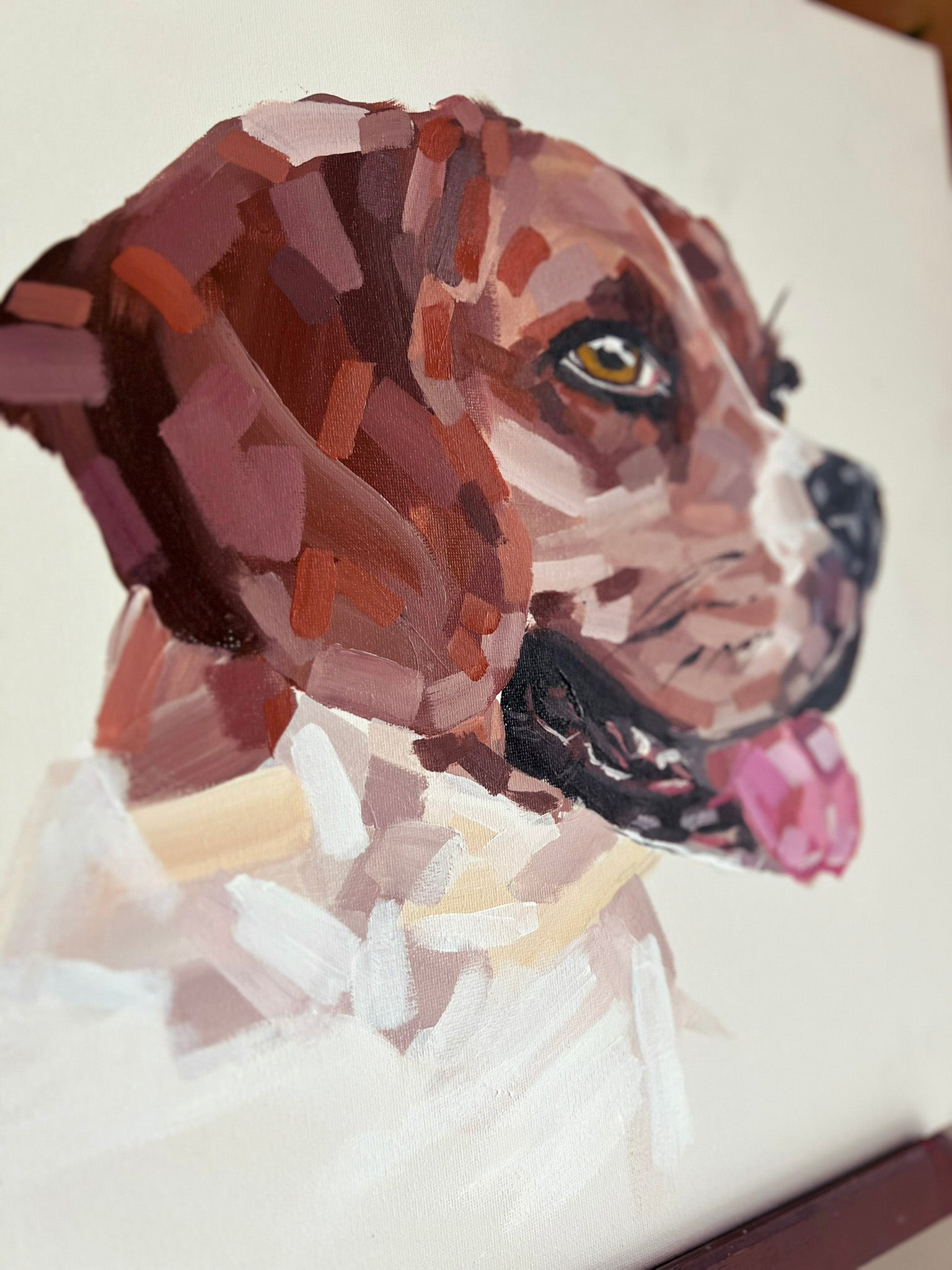 Commissioned Pet Portrait - Acrylic on Canvas, Framed Original Painting