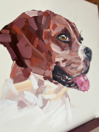 Commissioned Pet Portrait - Acrylic on Canvas, Framed Original Painting